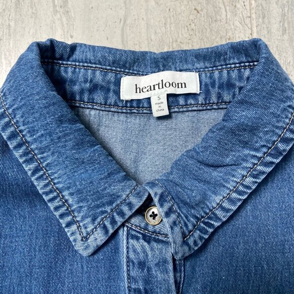 Heartloom Karia Short Sleeve A-Line Denim Dress w/Pockets Size Small - Picture 5 of 13